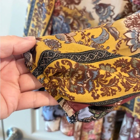 Chacha Vente Boho Paisley Tie Neck High Low Tunic Blouse Size M - Picture 10 of 16